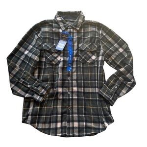 New Freedom Foundry Fleece outdoor hiking Men's Green Plaid button down Shirt